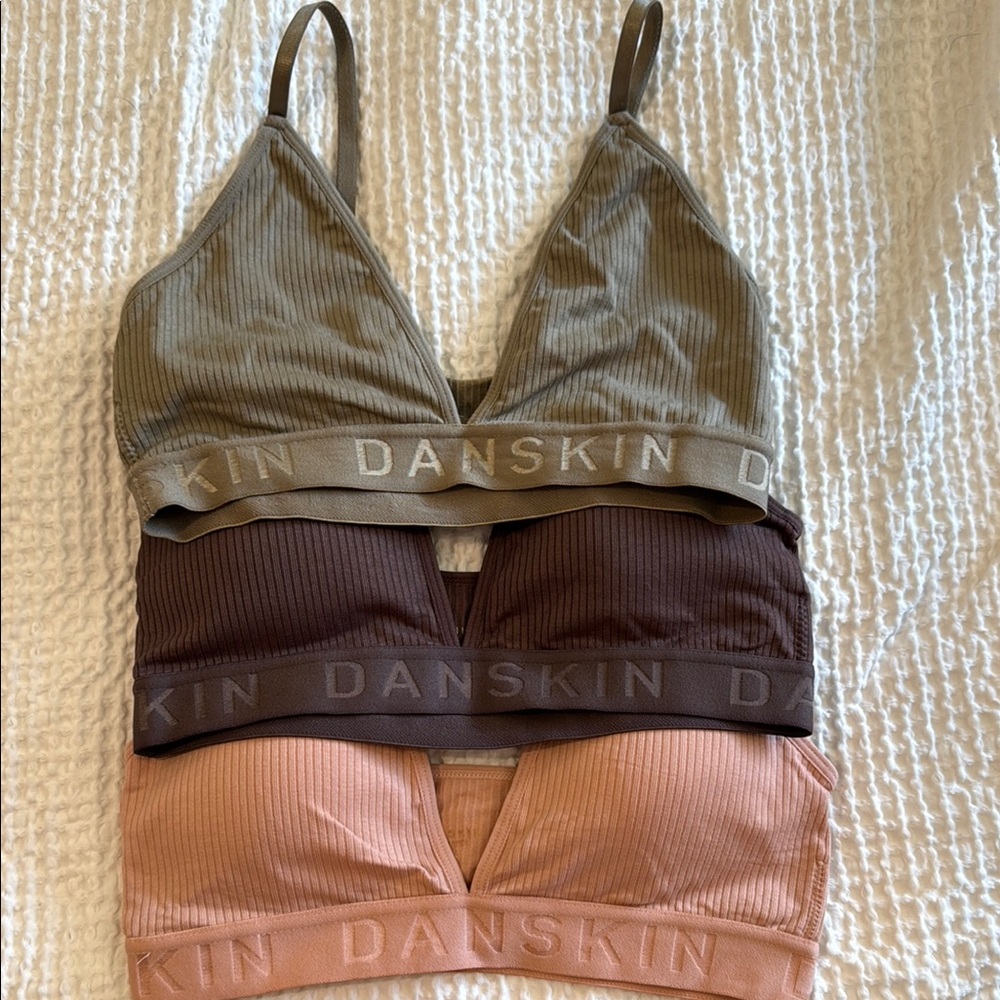 Danskin Women's Ribbed Bralette Set - Tan, Brown, Cream